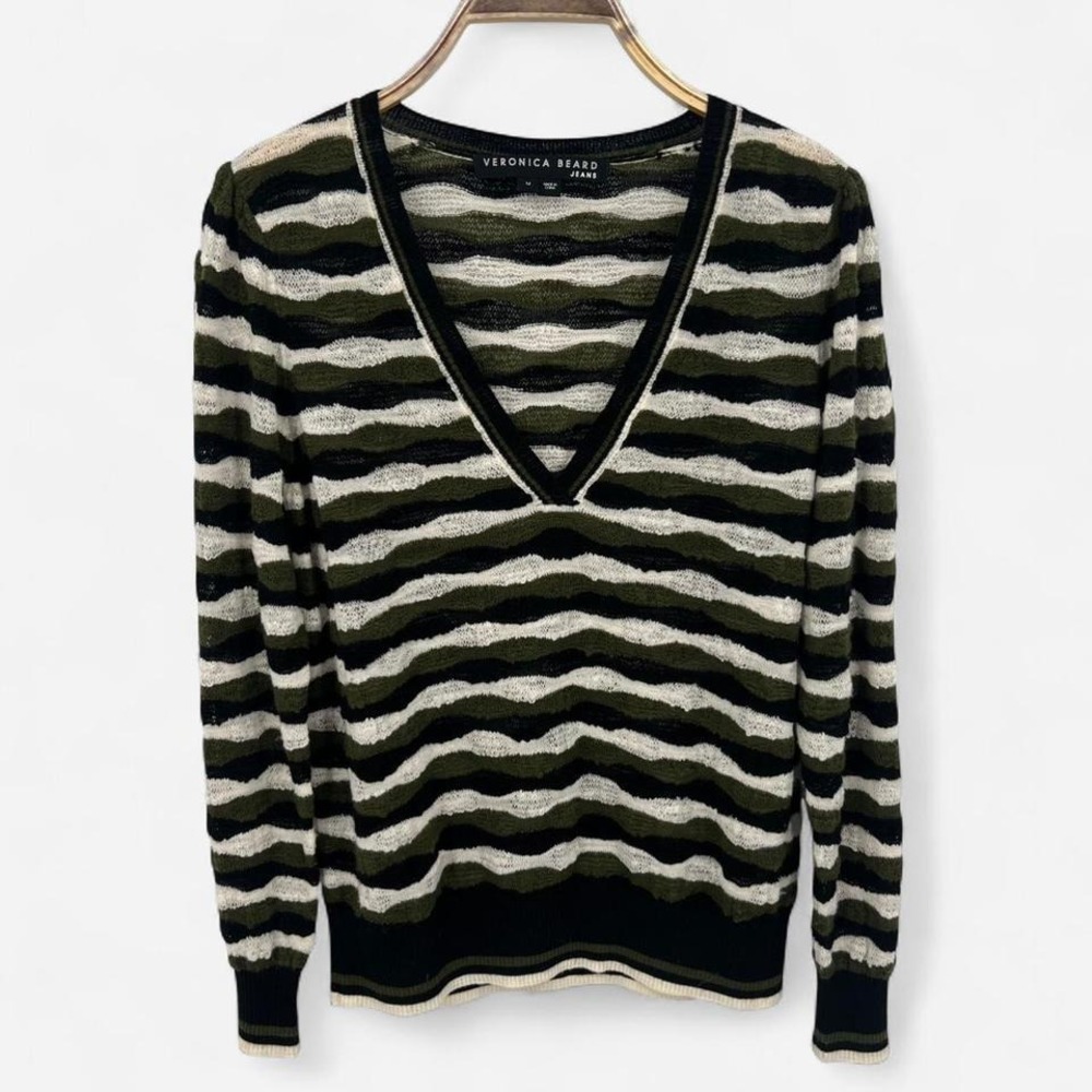 Veronica Beard Merino Wool Green and Black Sweater‎